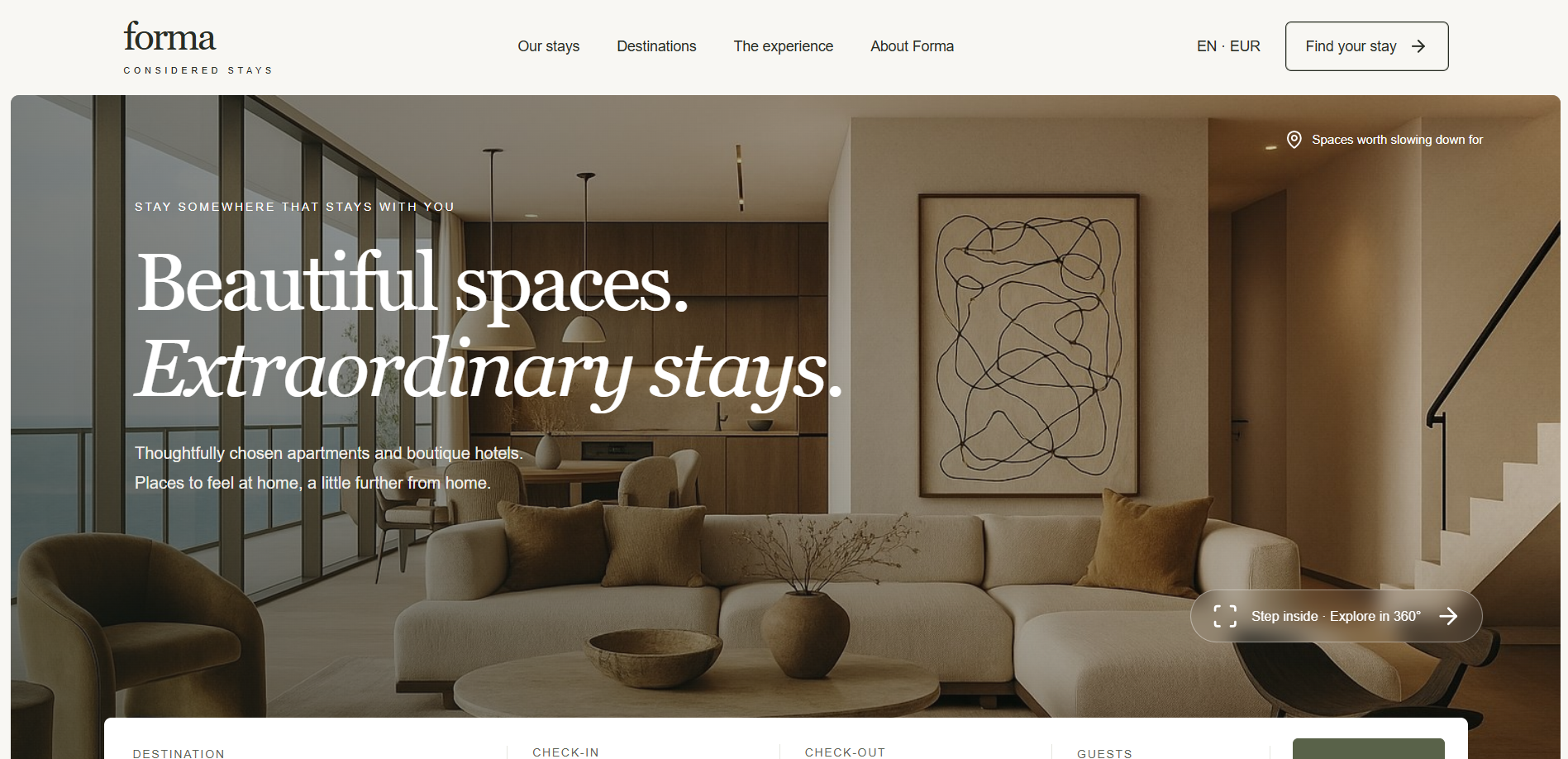 FORMA STAYS website screenshot