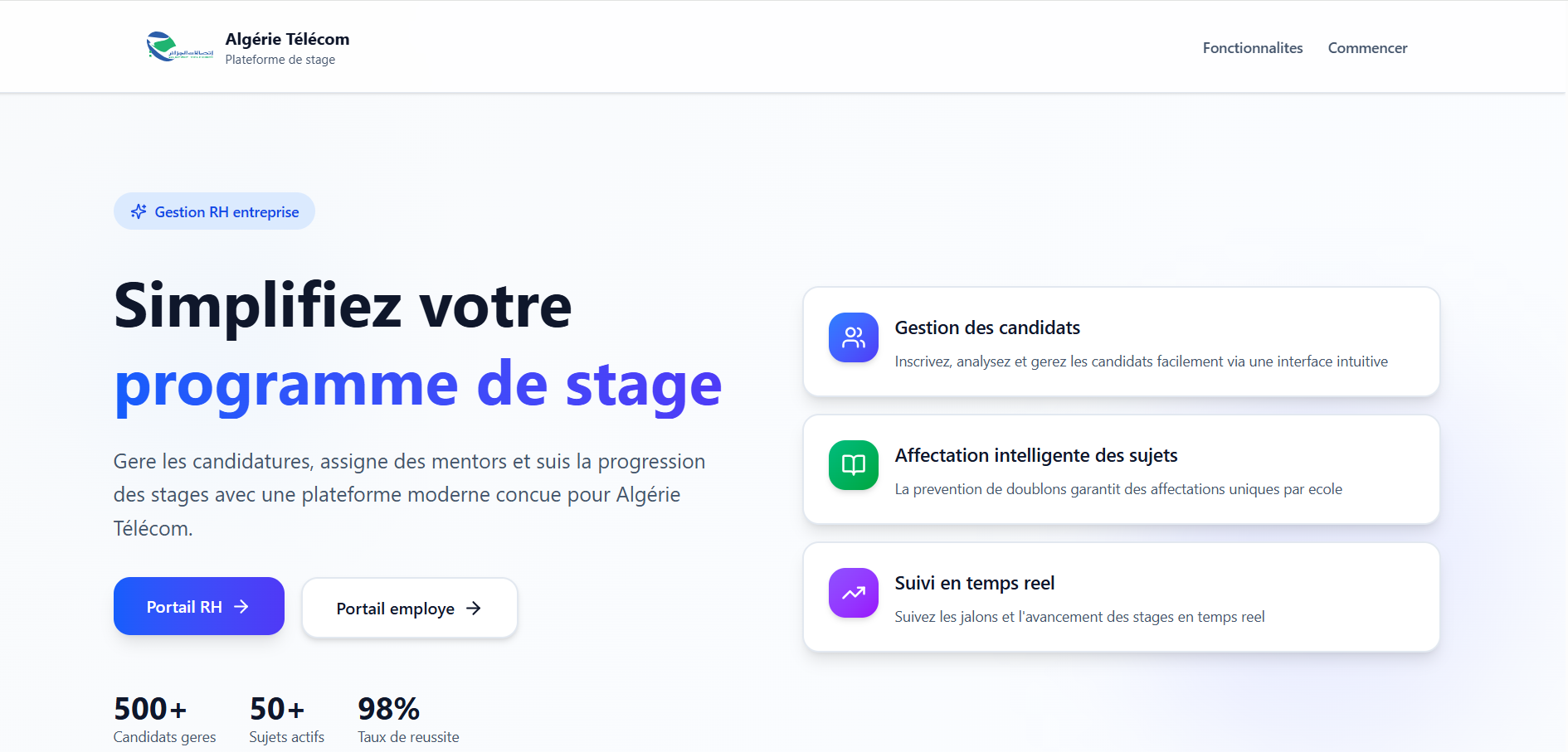 ALGÉRIE TÉLÉCOM website screenshot